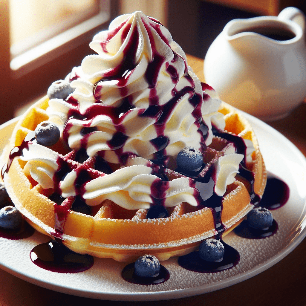 DALL·E ---------- -------- - A luscious waffle topped with a cloud of whipped cream and drizzled with a vibrant blueberry sauce- The waffle is cooked to a perfect golden hue- and Poleva Čučoriedková 1 kg | Omáčka Sweet Velvet Dall E A Luscious Waffle Topped With A Cloud Of Whipped Cream And Drizzled With A Vibrant Blueberry Sauce The Waffle Is Cooked To A Perfect Golden Hue And GOFREX.com Dall E A Luscious Waffle Topped With A Cloud Of Whipped Cream And Drizzled With A Vibrant Blueberry Sauce The Waffle Is Cooked To A Perfect Golden Hue And