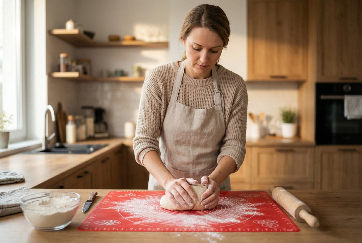 Silikoninė darbo lenta, kepimo kilimėlis raudonas 40x50cm Gofrex raudona-stolnica-silikonowa-mata-kuchenna-40-50-cm-Gofrex-4